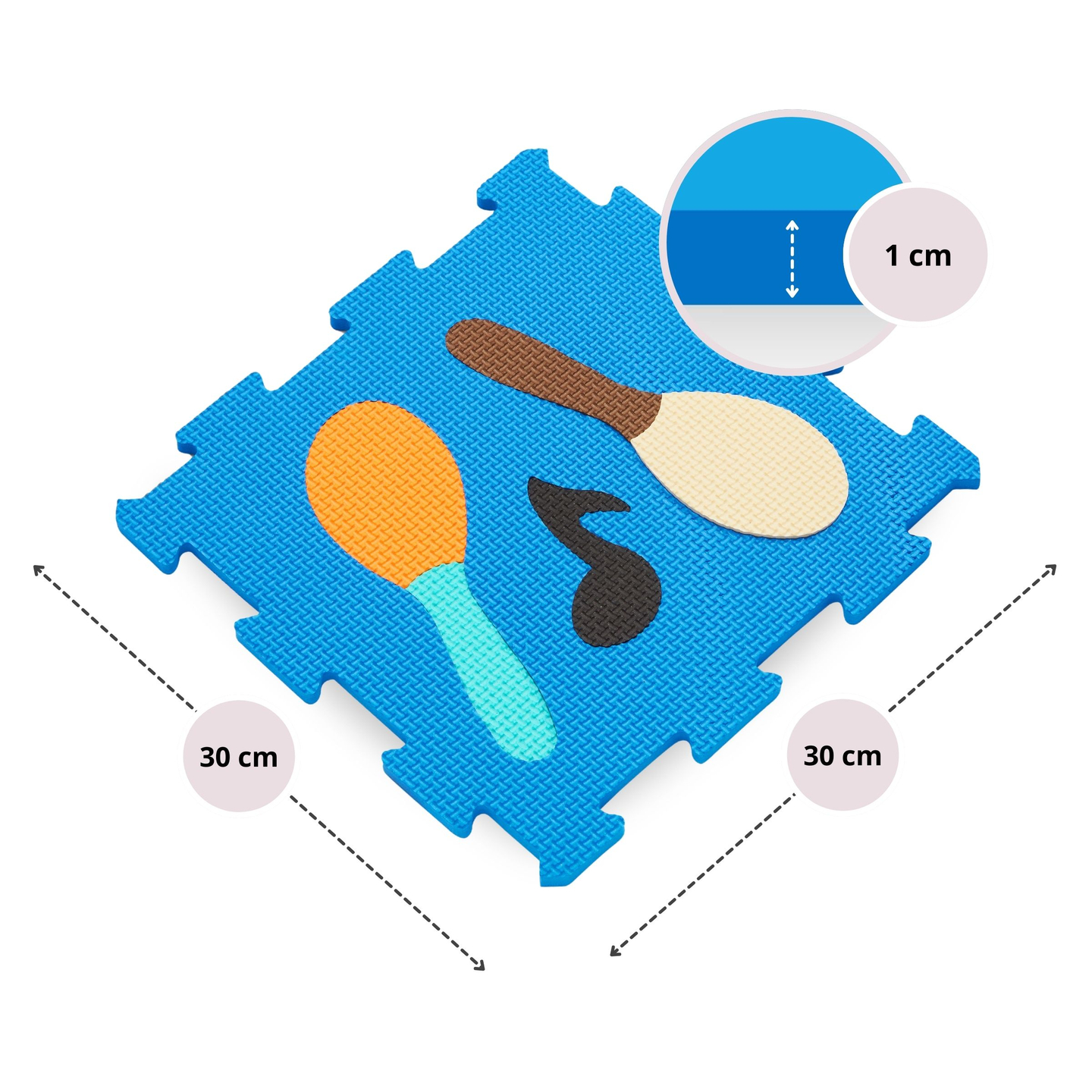 Εκπαιδευτικό στρώμα παζλ από αφρό 90 x 90 x 1cm - αφρός EVA - σχέδιο: όργανα