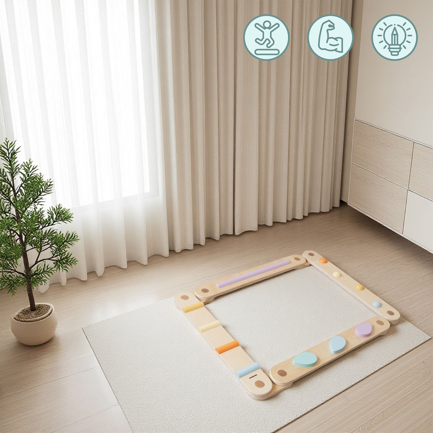 Μεγάλο ξύλινο αισθητηριακό μονοπάτι - πίστα ισορροπίας - 9 στοιχεία