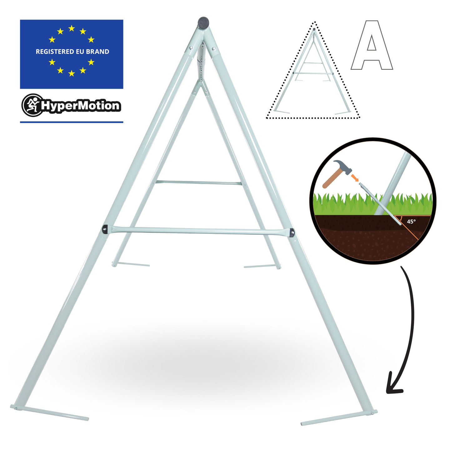 Διπλή κούνια κήπου με πλαίσιο και σχοινιά - κάθισμα και φωλιά πελαργού