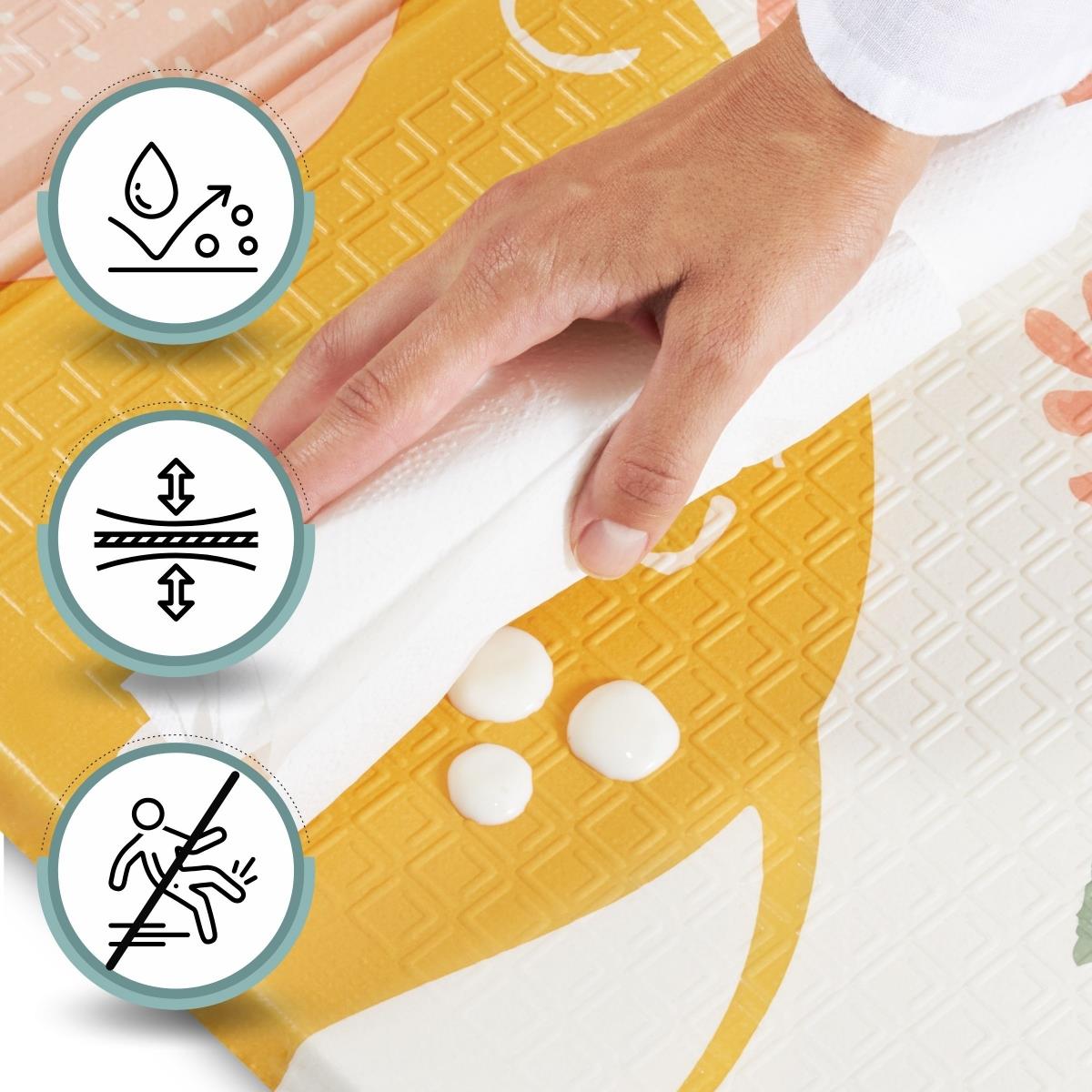 Αναδιπλούμενο στρώμα αφρού διπλής όψης 180 x 120 x 1cm - Exotic Elephants/Delicate Grey