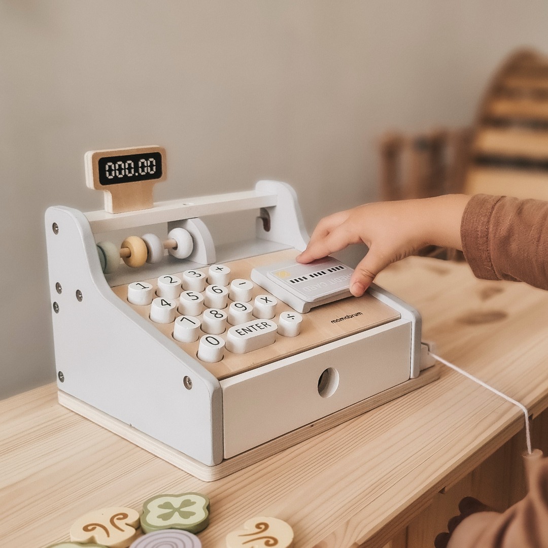 Ξύλινη ταμειακή μηχανή με αξεσουάρ