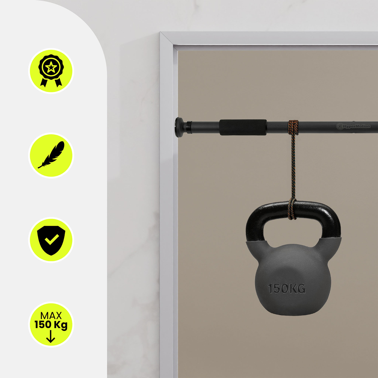 Ρυθμιζόμενη μπάρα HyperMotion 80-130 cm, 150 kg, μαύρη