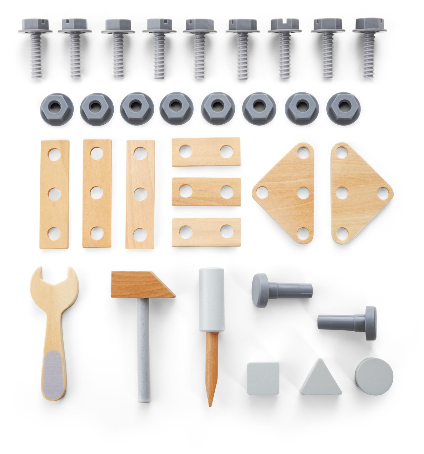 3 σε 1 ξύλινη περπατούρα, σπρώχτης + εργαστήριο - 47 στοιχεία