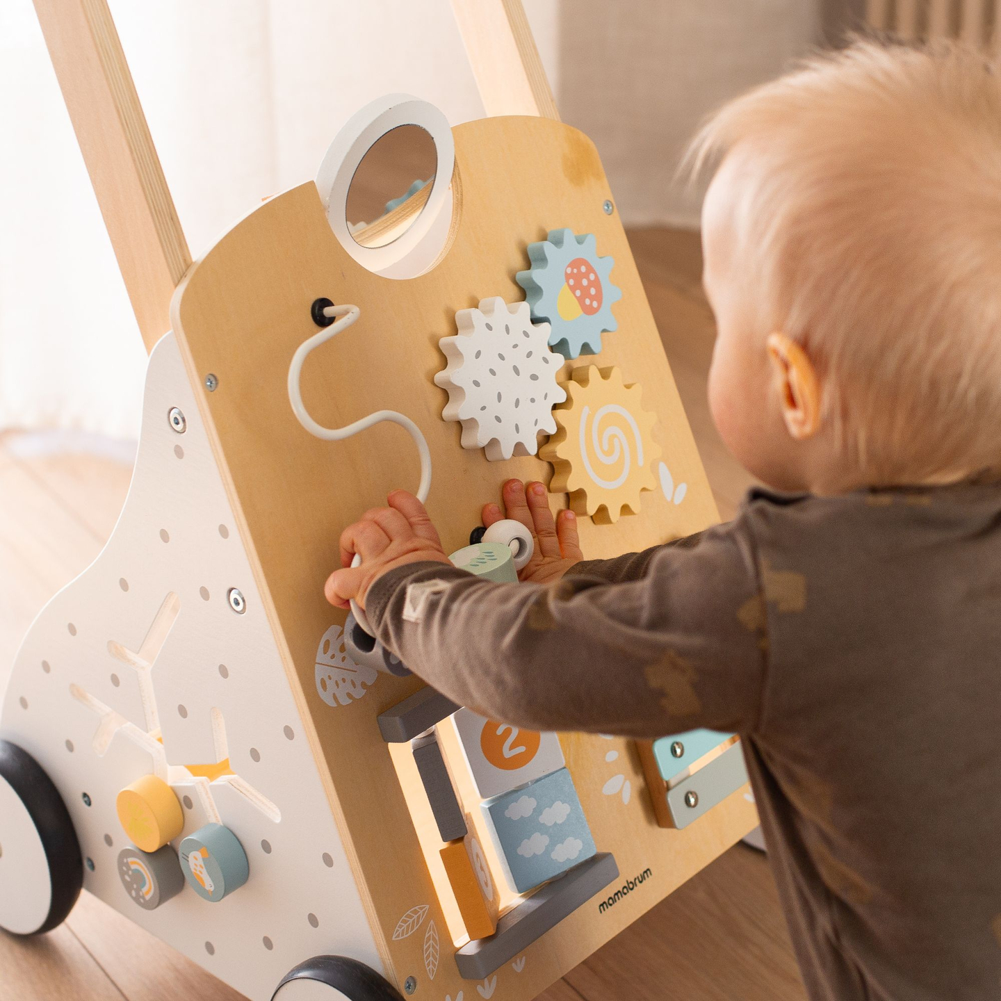 Εκπαιδευτικός ξύλινος περιπατητής 8in1 / σπρώχτης μωρού - πίνακας χειρισμού