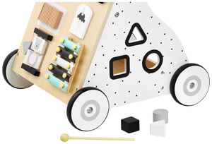 Ξύλινη, εκπαιδευτική παιδική περπατούρα / καροτσάκι - πίνακας χειρισμού