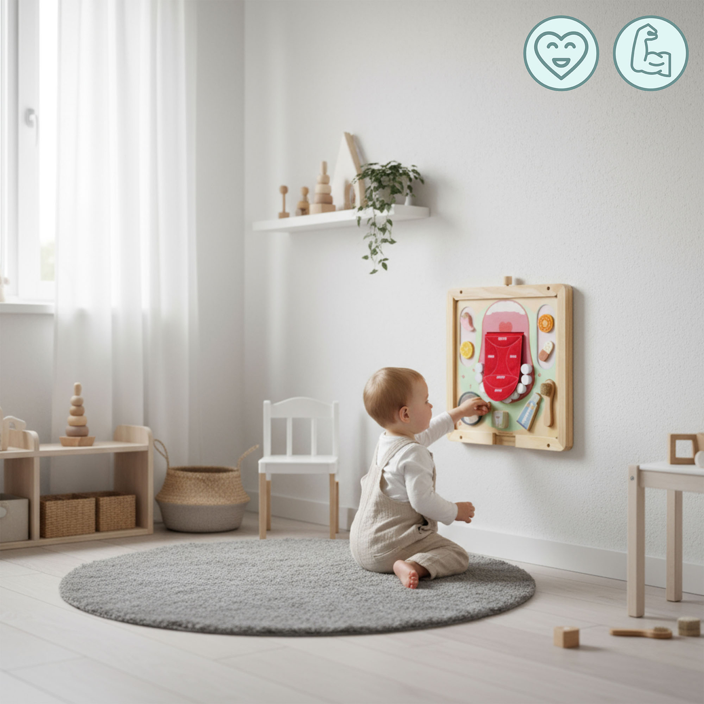 Ξύλινο πλαίσιο τοίχου - για την τοποθέτηση εκπαιδευτικών πινάκων Mamabrum