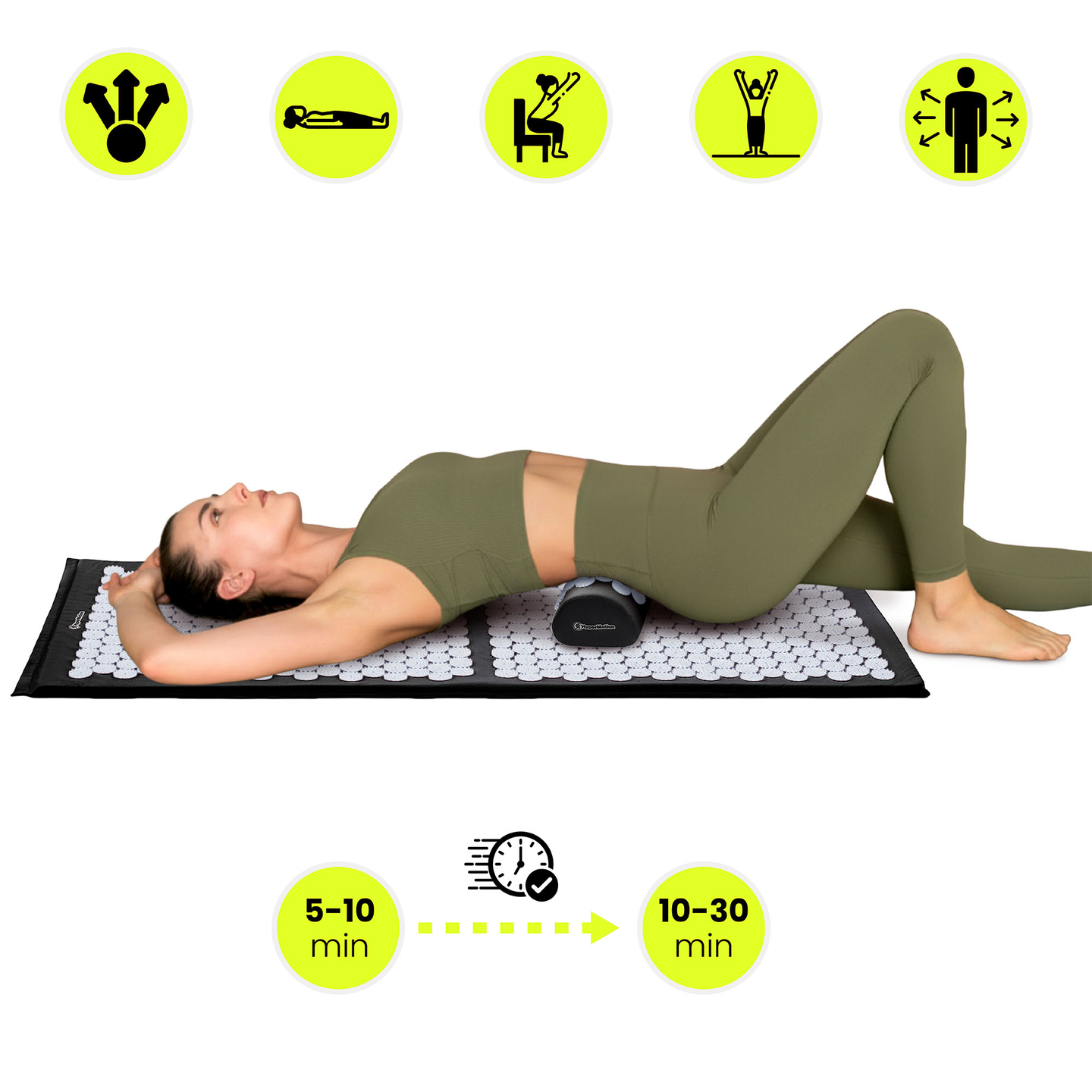 Μεγάλο στρώμα πιεσοθεραπείας με μαξιλάρι και κάλυμμα - HyperMotion 130 cm ασπρόμαυρο