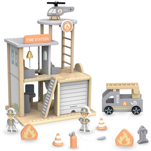 Ξύλινος πυροσβεστικός σταθμός με αξεσουάρ, πυροσβεστική υπηρεσία