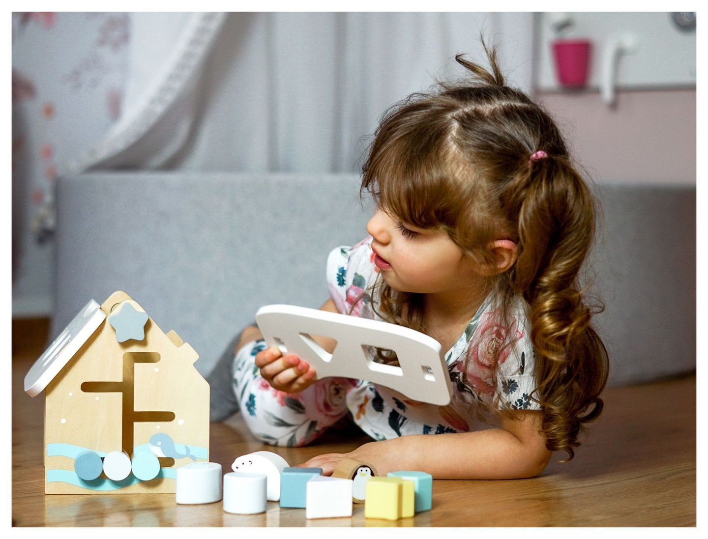 Sorter - εκπαιδευτικό ξύλινο σπίτι με τουβλάκια