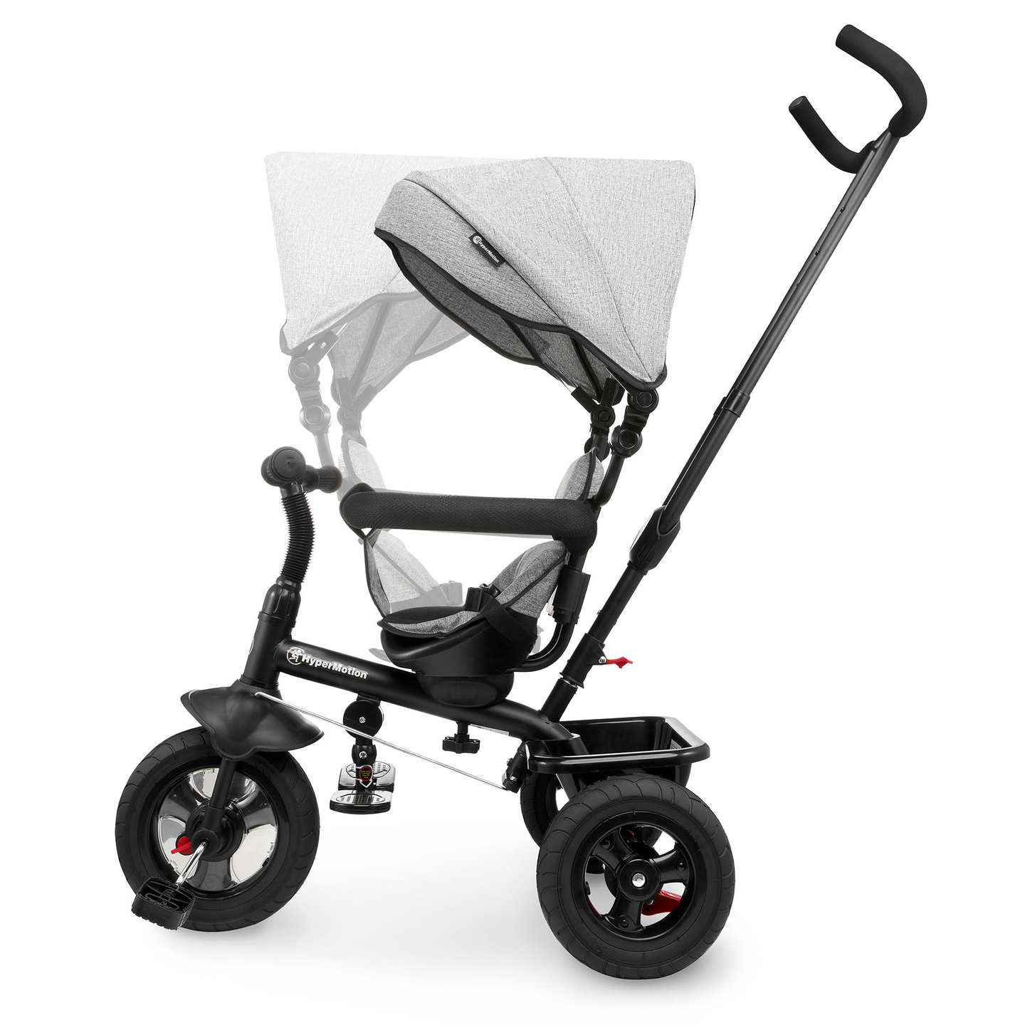 Τρίκυκλο για παιδιά 1-4 ετών - TOBI FREY - γκρι χρώμα - περιστρεφόμενο - τροχοί με αντλία + ωθητήρας