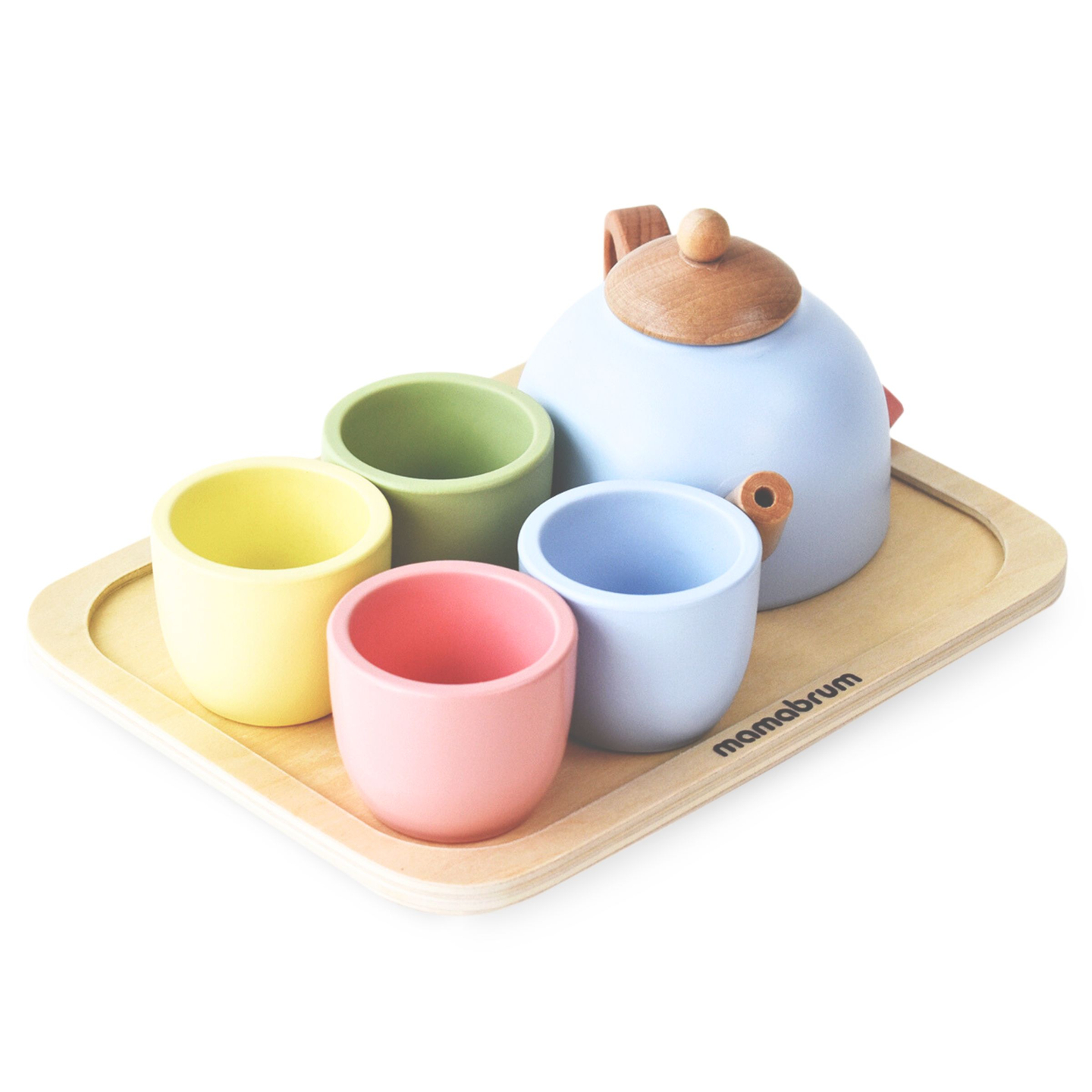 Ξύλινο σετ τσαγιού με δίσκο - 7 αντικείμενα