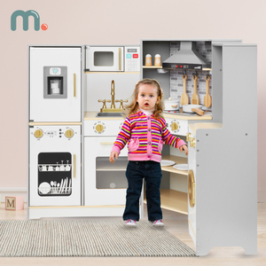 Διαδραστική ξύλινη κουζίνα XXXL με φωτισμό LED, απορροφητήρα και αξεσουάρ