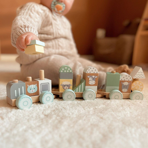Ξύλινο τρένο με τουβλάκια για αγόρι - Αγρόκτημα
