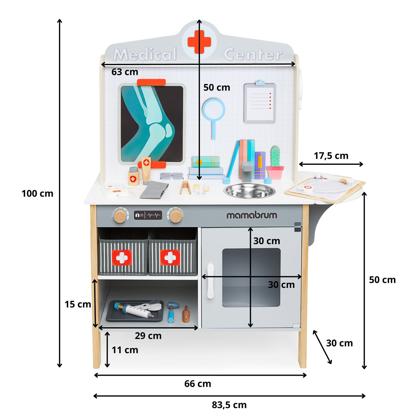Ξύλινο ιατρείο νοσοκομείου XXL - σετ γιατρού με αξεσουάρ