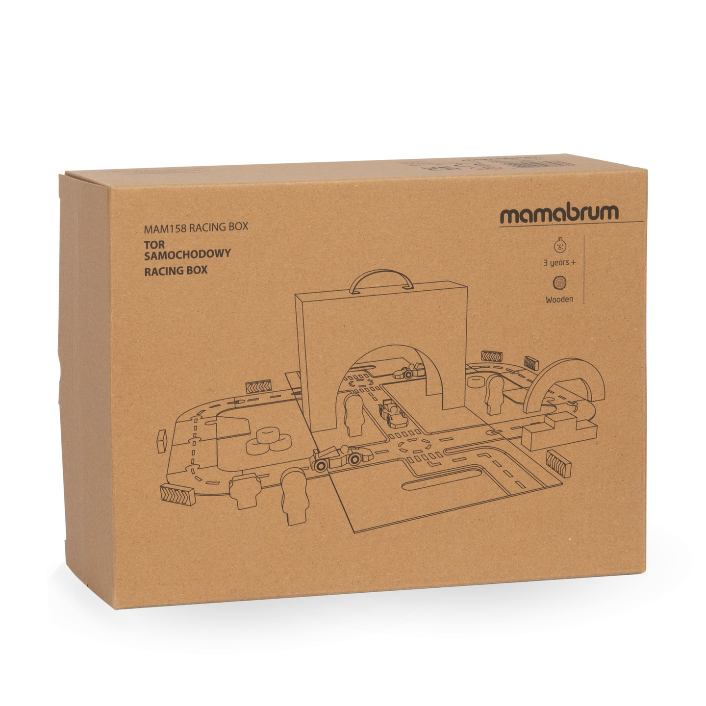 Μαγνητική βαλίτσα με πίστα αγώνων, ξύλινα οχήματα και αξεσουάρ δρόμου