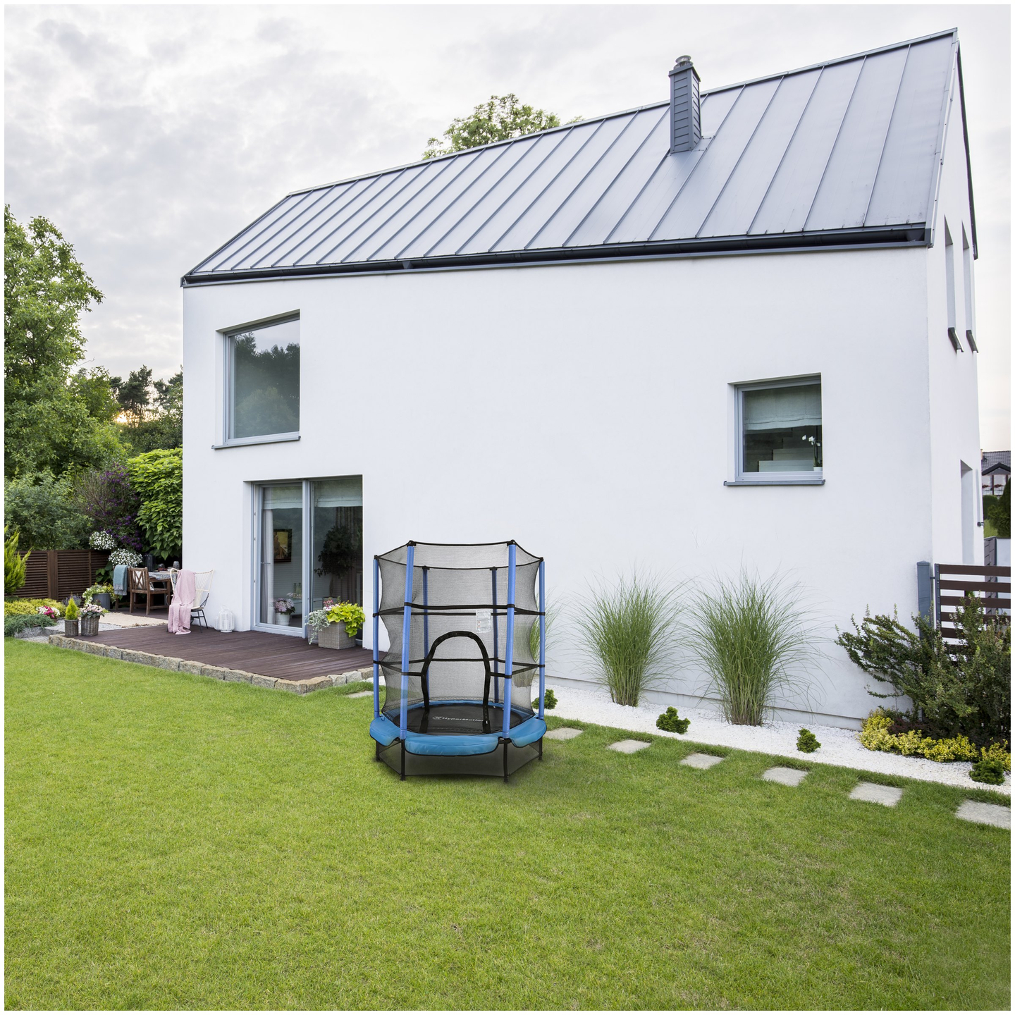 Οικιακό τραμπολίνο 140cm με δίχτυ ασφαλείας - για παιδιά 3-6 ετών