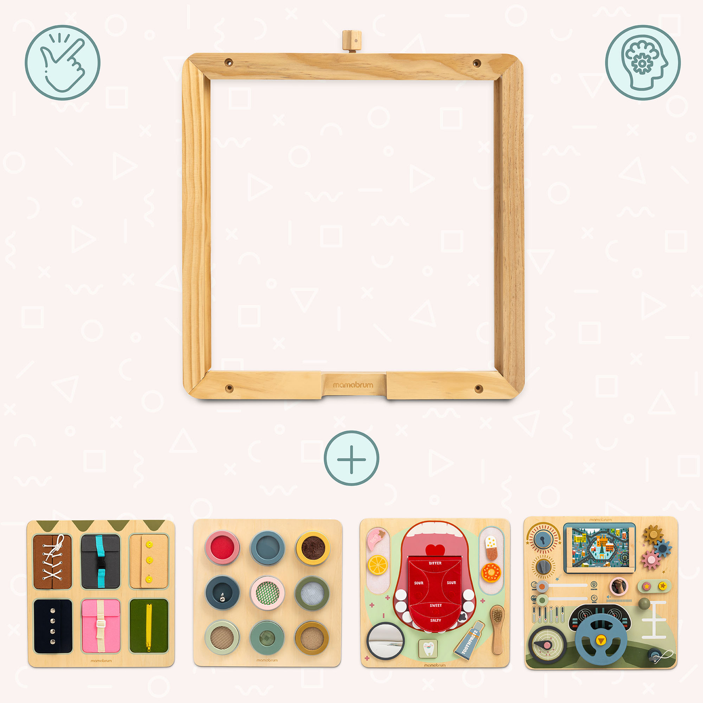 Ξύλινο πλαίσιο τοίχου - για την τοποθέτηση εκπαιδευτικών πινάκων Mamabrum