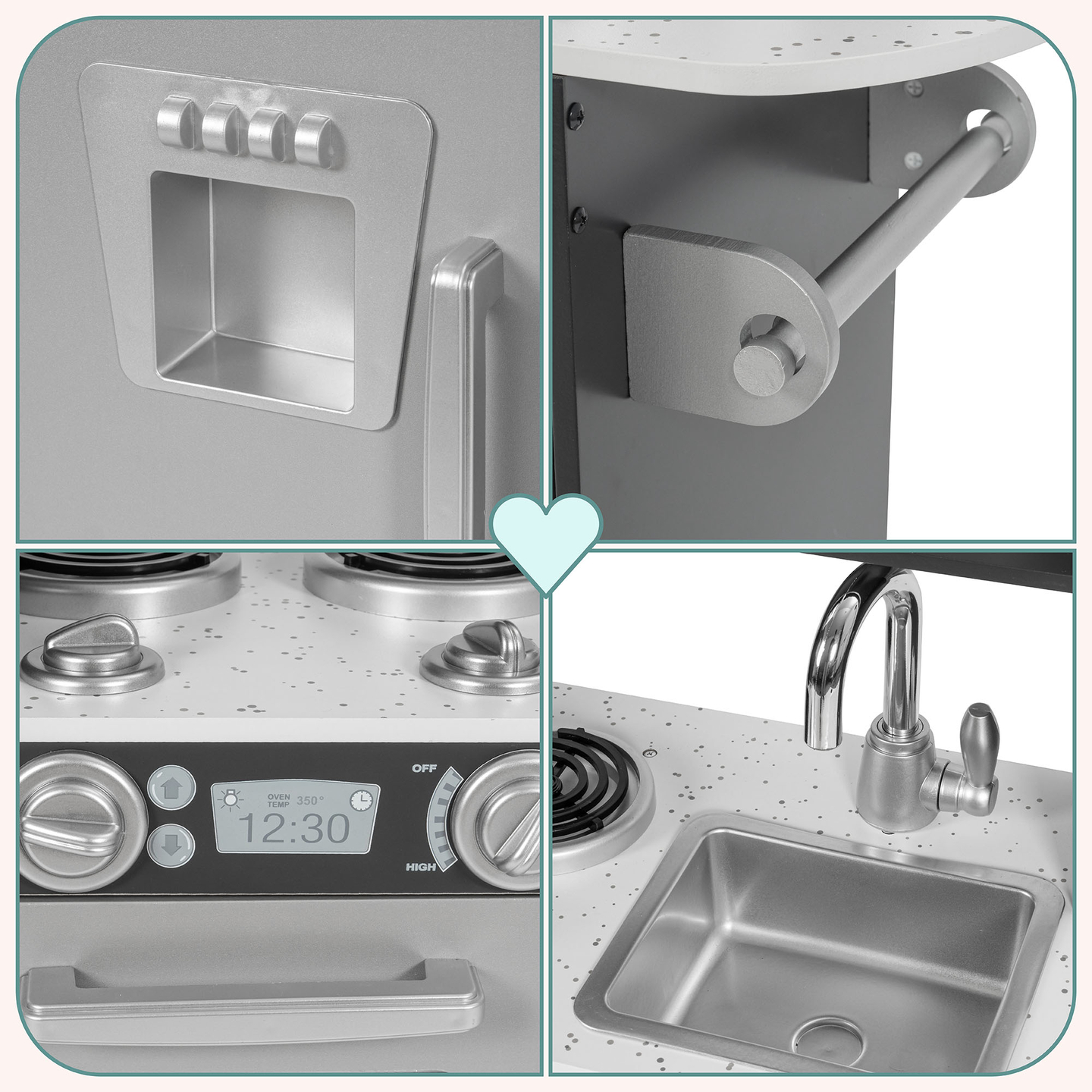 Ξύλινη κουζίνα XXL με φωτισμό LED, ποδιά και αξεσουάρ