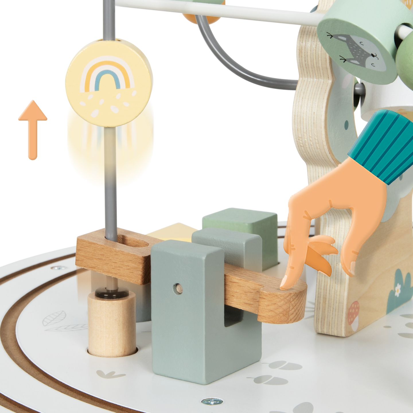 Ξύλινο στρογγυλό εκπαιδευτικό τραπέζι με μαγνητικό τρένο και εκτοξευτή χαντρών