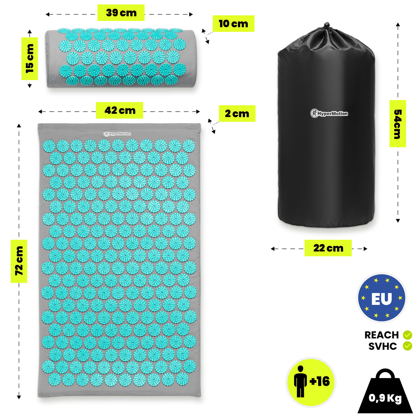 Στρώμα πιεσοθεραπείας με μαξιλάρι και κάλυμμα - 72 cm HyperMotion γκρι-μέντα