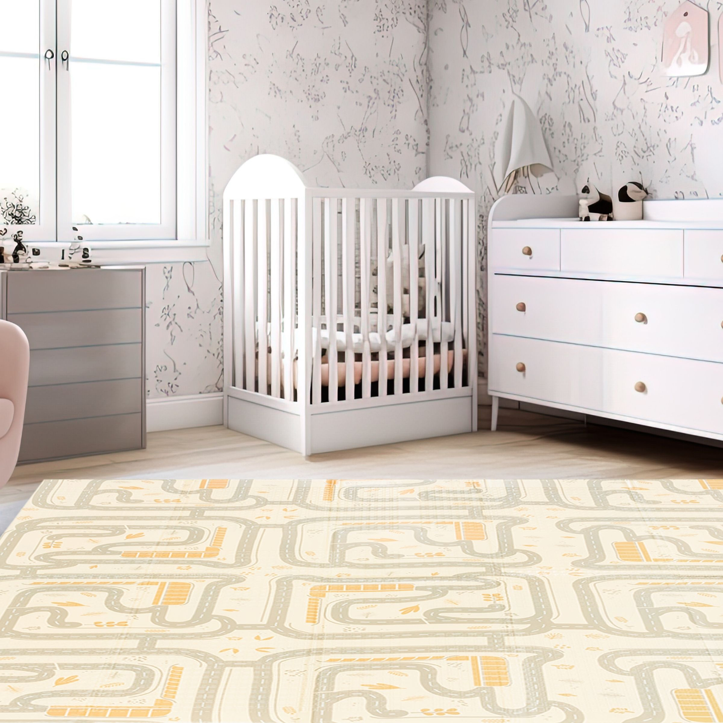 Διπλής όψης αναδιπλούμενο αφρώδες χαλάκι 180 x 120 x 1 cm - Magic Forest/Futumn Streets - boho