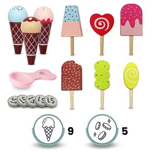 Ξύλινο παγωτατζίδικο για παιδιά - τροχήλατο καρότσι με αξεσουάρ