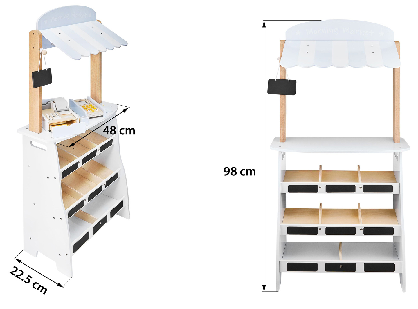 Κατάστημα λαχανικών - ξύλινος πάγκος με κιβώτια, ταμειακή μηχανή και τερματικό