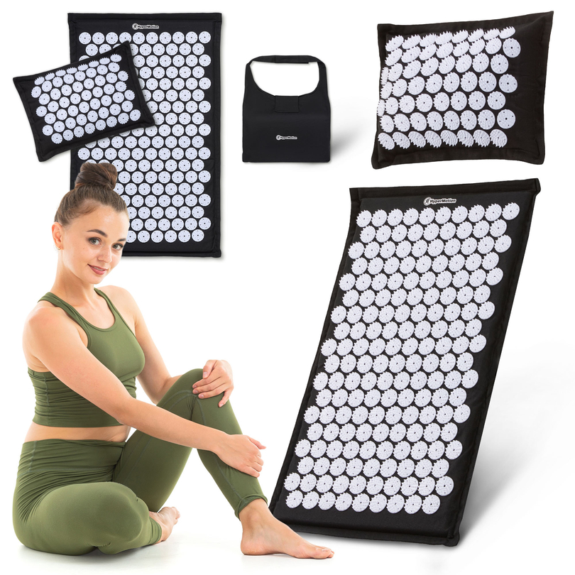 Στρώμα πιεσοθεραπείας από λινό ECO με ίνες καρύδας και μαξιλάρι από φαγόπυρο – HyperMotion 68 cm, ασπρόμαυρο