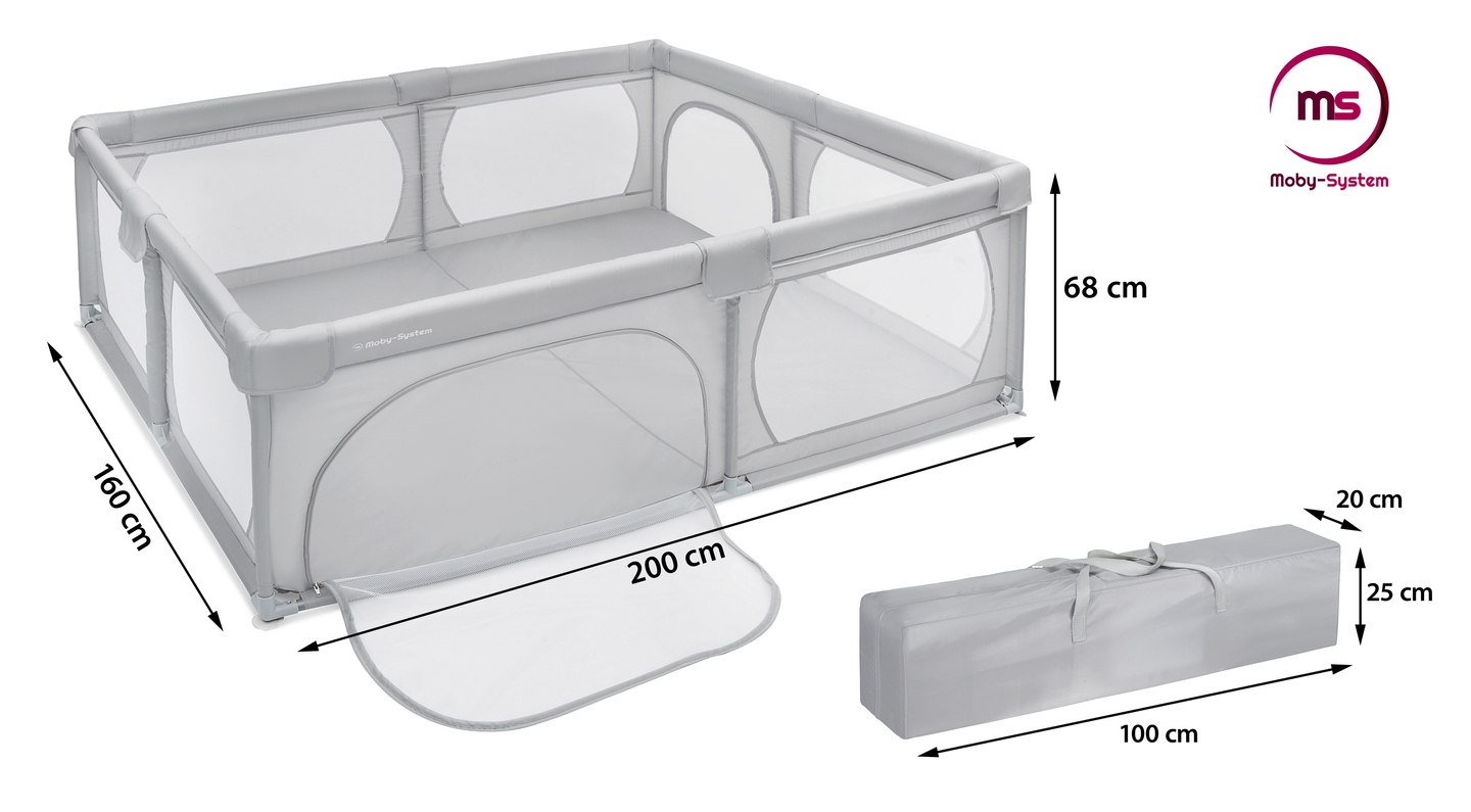 Μεγάλο παρκοκρέβατο 200 cm x 160 cm - παιδική χαρά για μωρά, ξηρή πισίνα