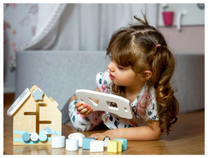 Sorter - εκπαιδευτικό ξύλινο σπίτι με τουβλάκια