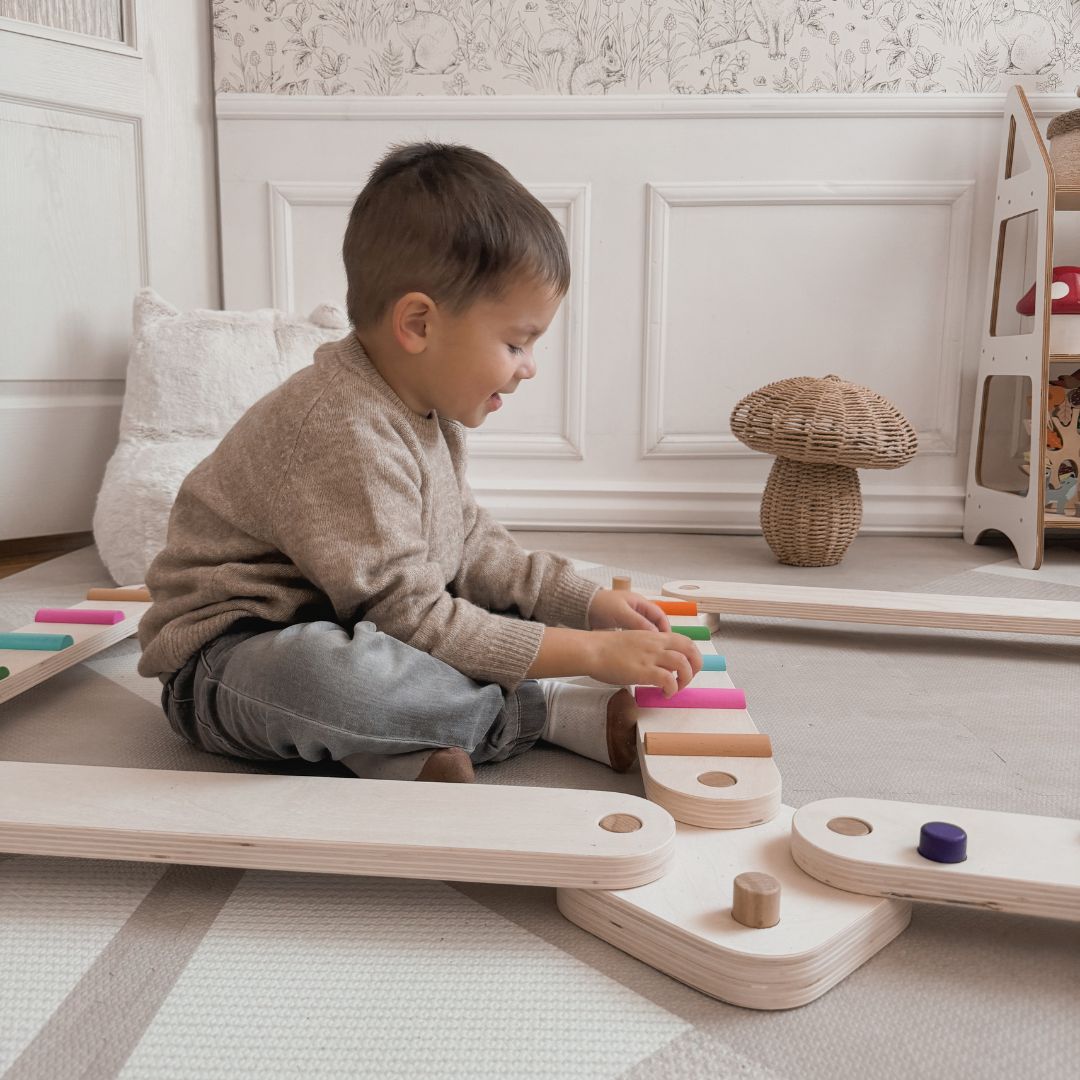 Ξύλινη πίστα ισορροπίας - αισθητηριακό μονοπάτι - 14 στοιχεία