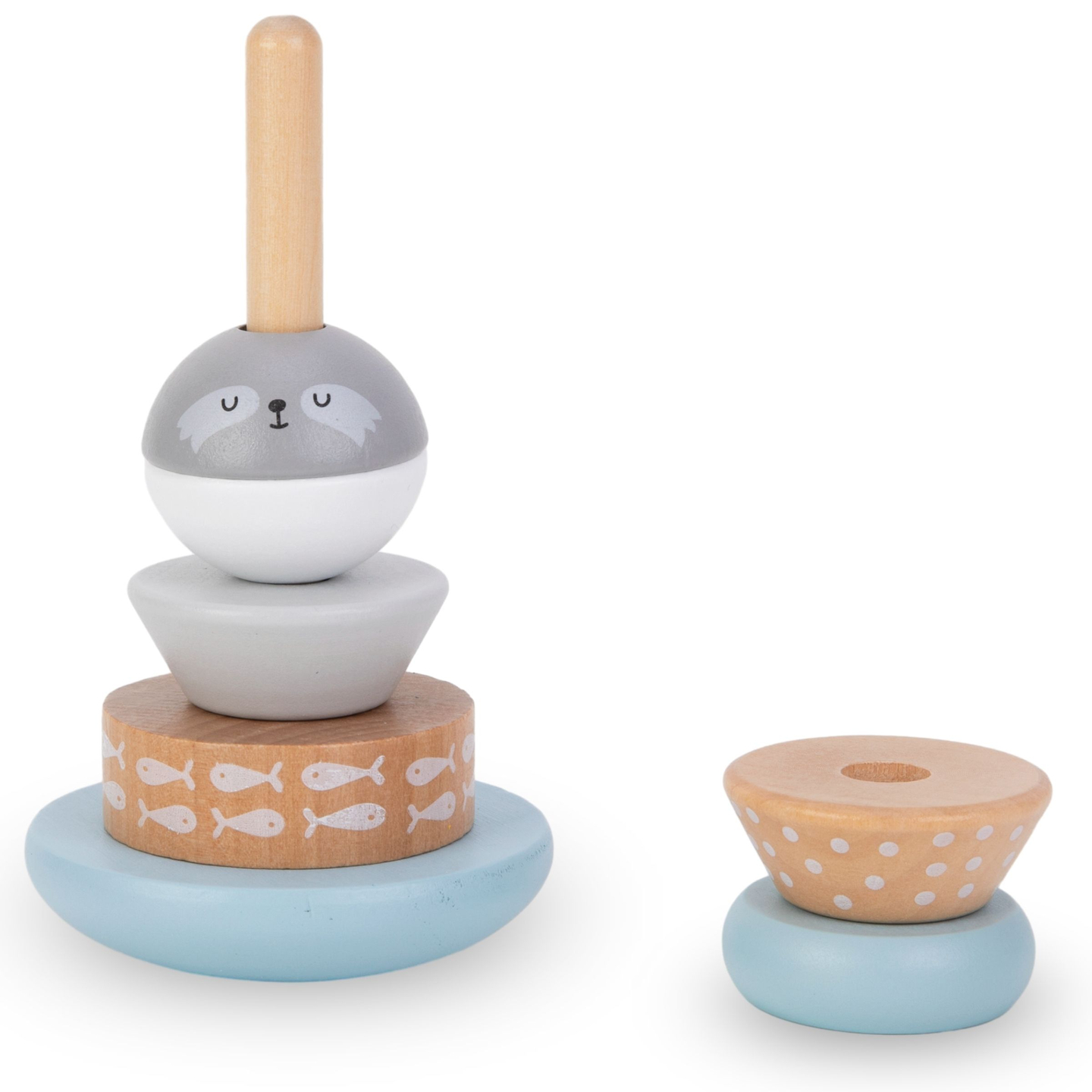 Σετ ξύλινων παιχνιδιών - πολύχρωμη διασύνδεση, πυραμίδα σφραγίδας, αρκουδάκι διαλογής