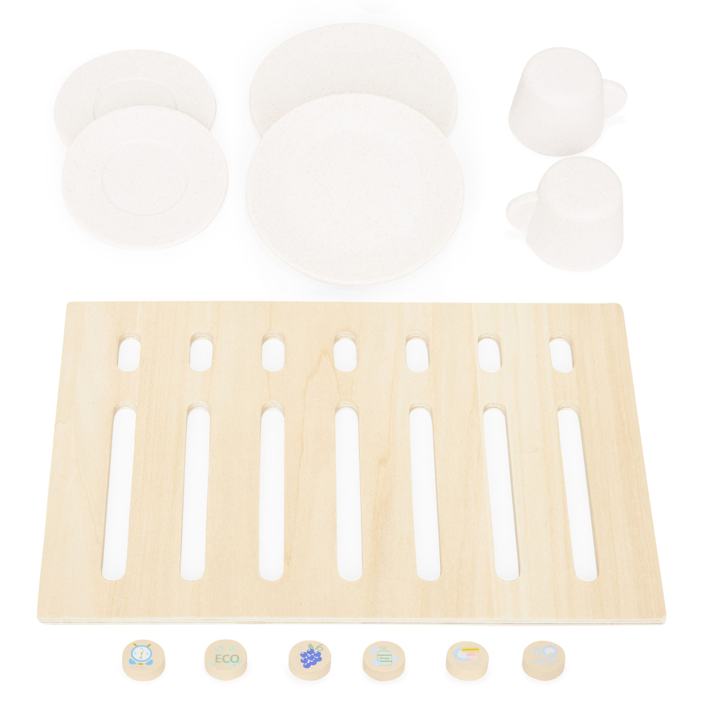 Ξύλινο πλυντήριο πιάτων με αξεσουάρ