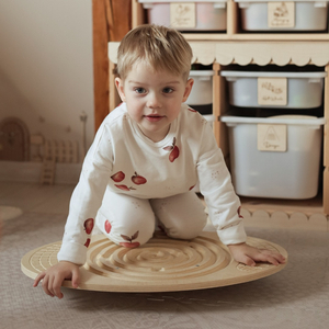 Ξύλινη σανίδα ισορροπίας με λαβύρινθο και μπάλες - balance rocker