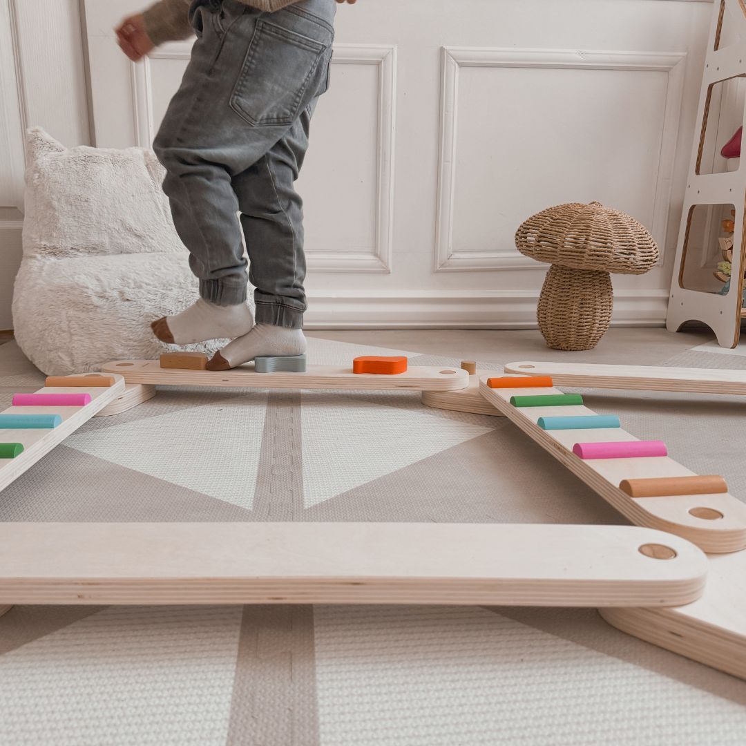 Ξύλινη πίστα ισορροπίας - αισθητηριακό μονοπάτι - 14 στοιχεία