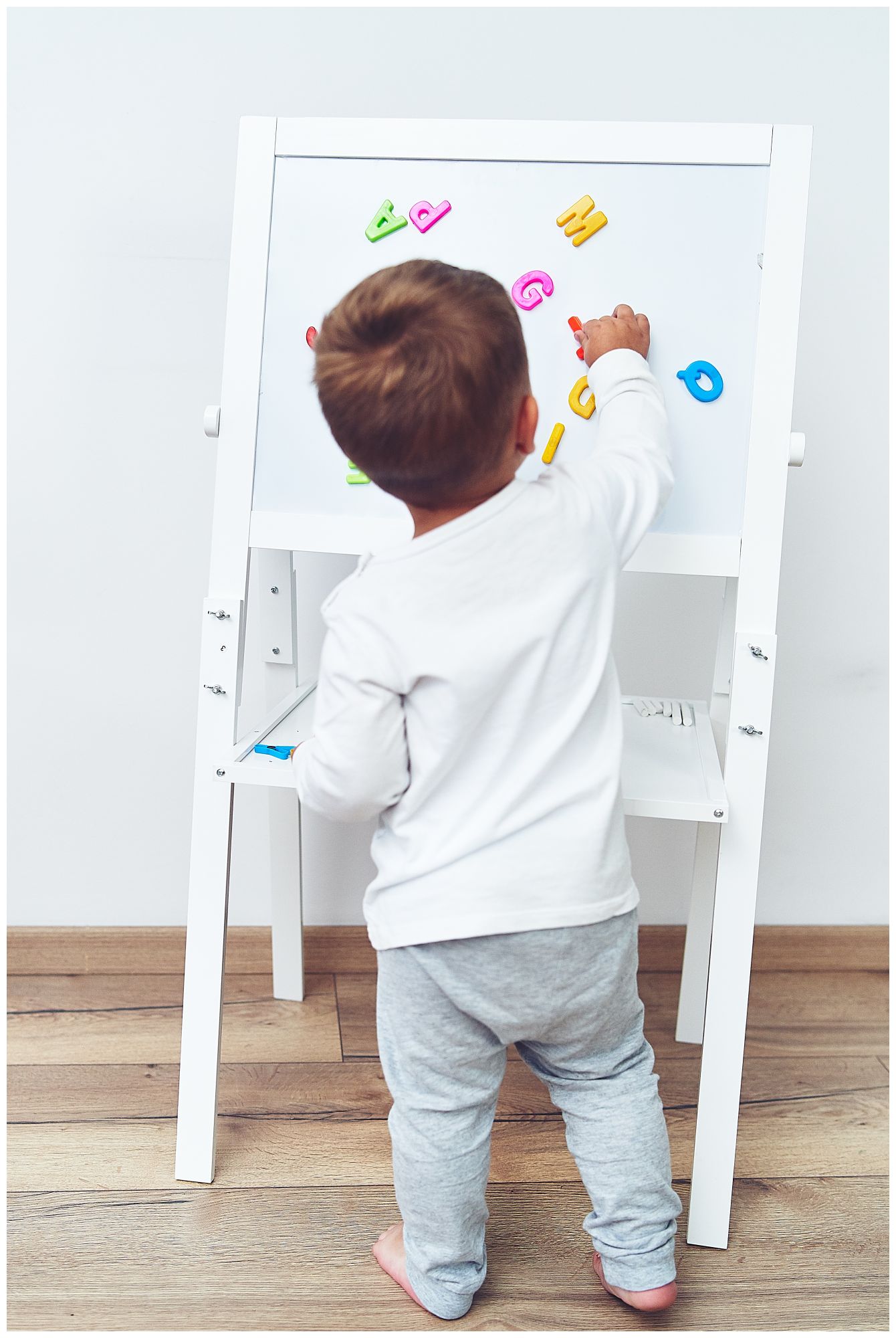 Εκπαιδευτικός πίνακας δύο όψεων: μαγνητικός και μαυροπίνακας - στεγνόμακρος, ξύλινος, για παιδιά, πτυσσόμενος