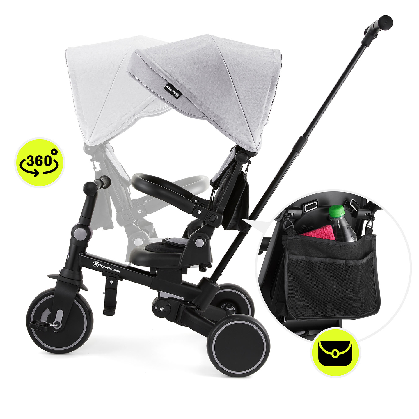 Πολυλειτουργικό τρίκυκλο 8 σε 1 TOBI FOREST - γκρι