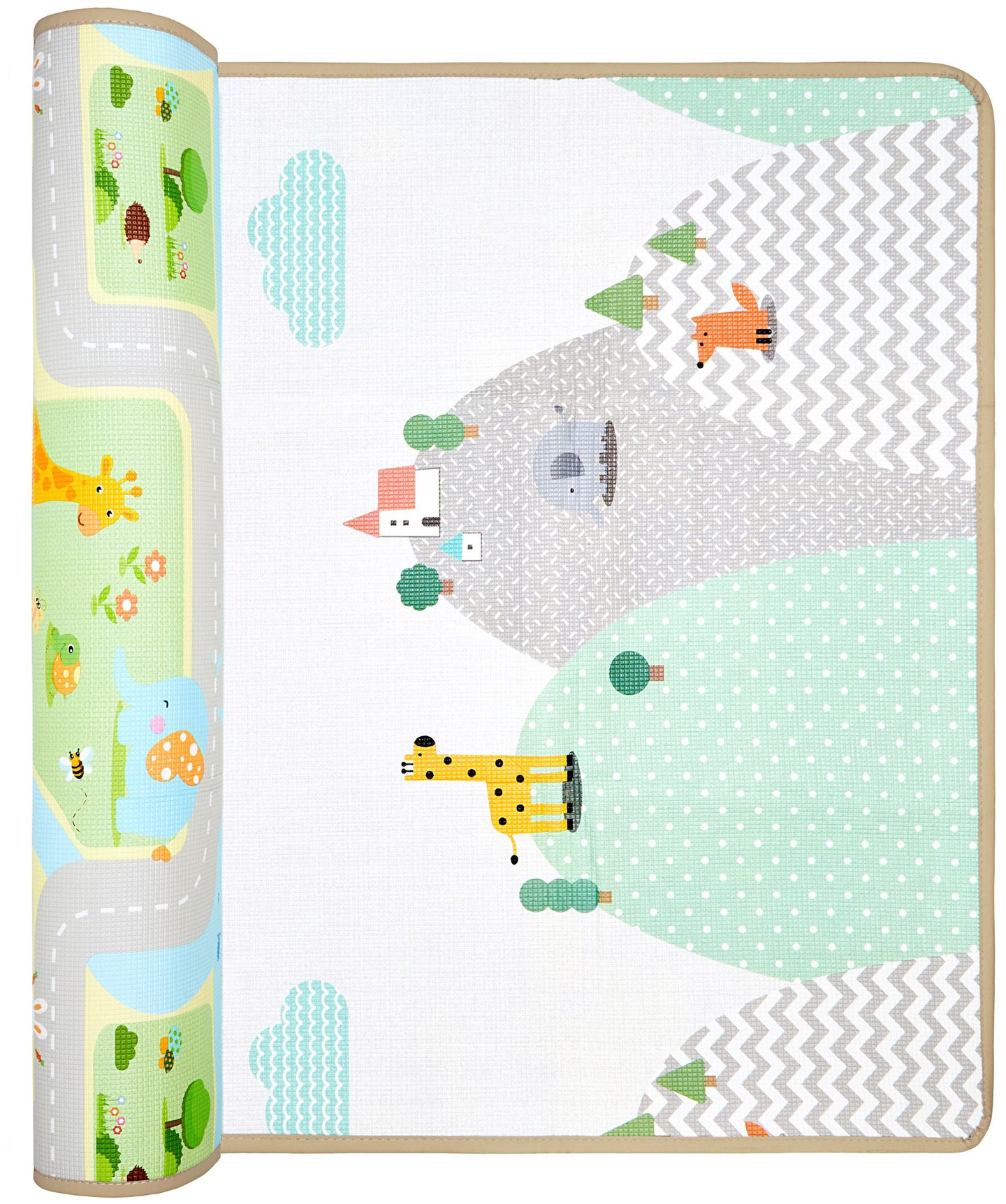 Στρώμα αφρού διπλής όψης - δάσος σε λόφο / ηλιόλουστη πόλη