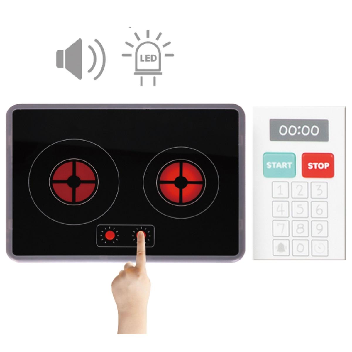 XXXL ξύλινη διαδραστική γωνιακή κουζίνα με ψυγείο, φούρνο μικροκυμάτων, φούρνο, πλυντήριο ρούχων και αξεσουάρ - φυσικό