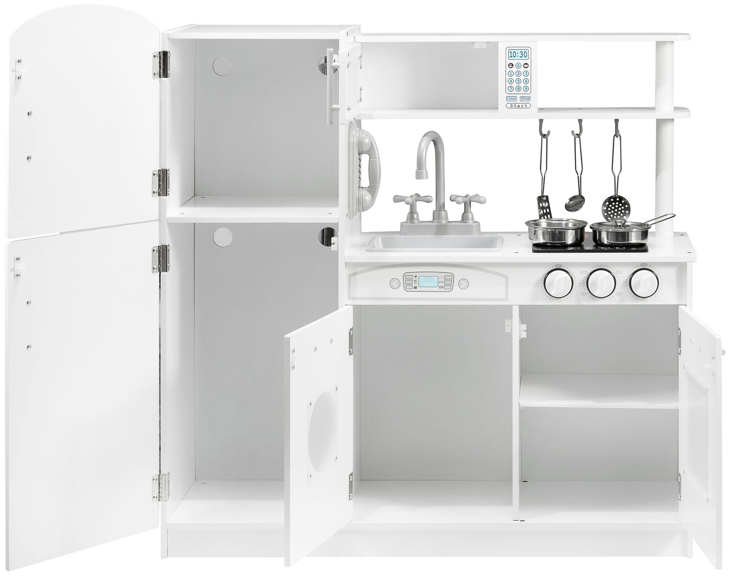 Μεγάλα ξύλινα λευκά αξεσουάρ κουζίνας και ποδιά