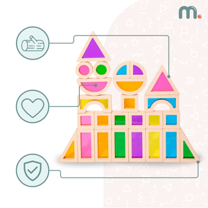 Ξύλινα τουβλάκια ουράνιο τόξο - 25 στοιχεία