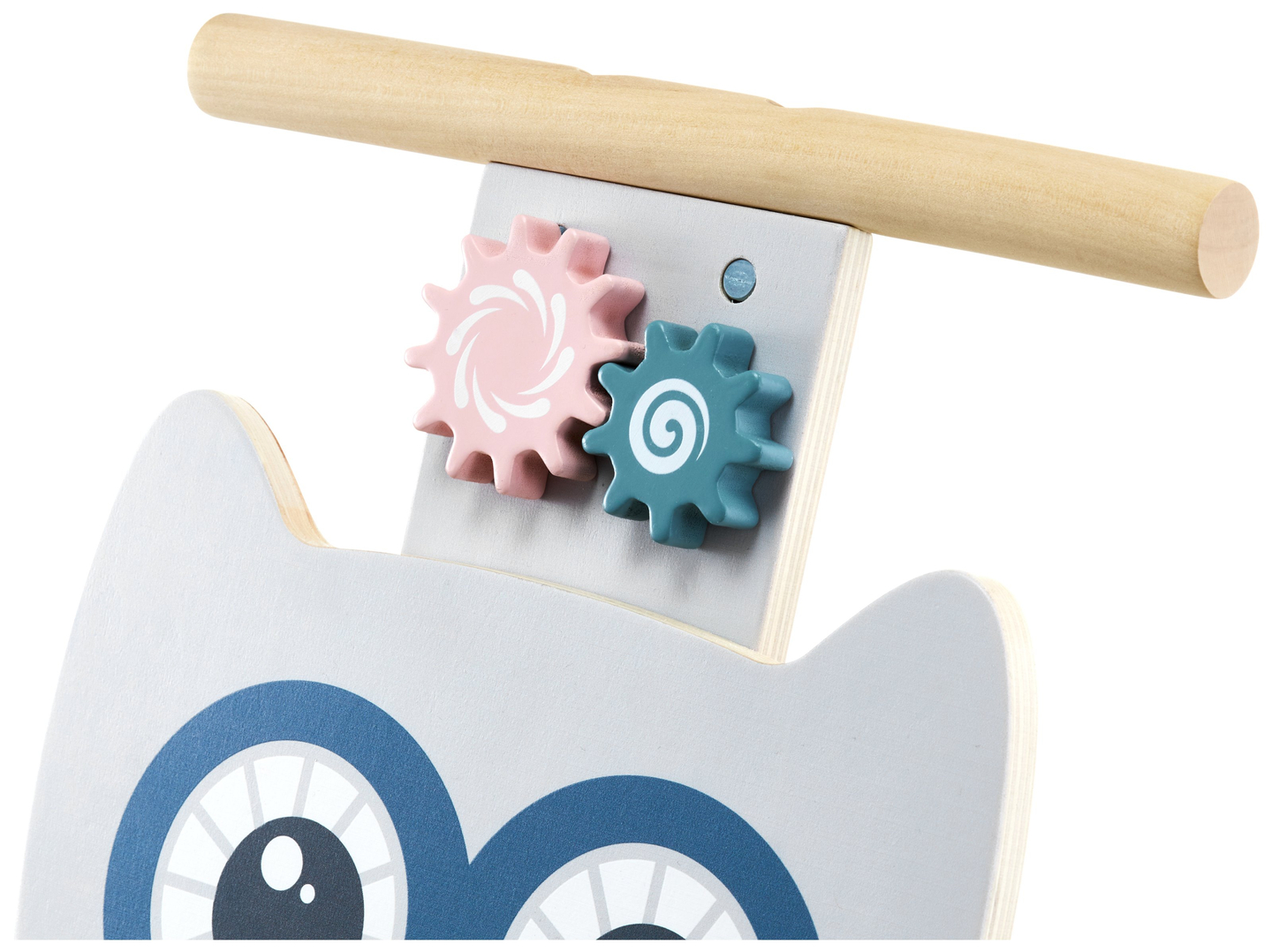 Ξύλινο πολυλειτουργικό καροτσάκι - καροτσάκι με μπλοκ - Κουκουβάγια