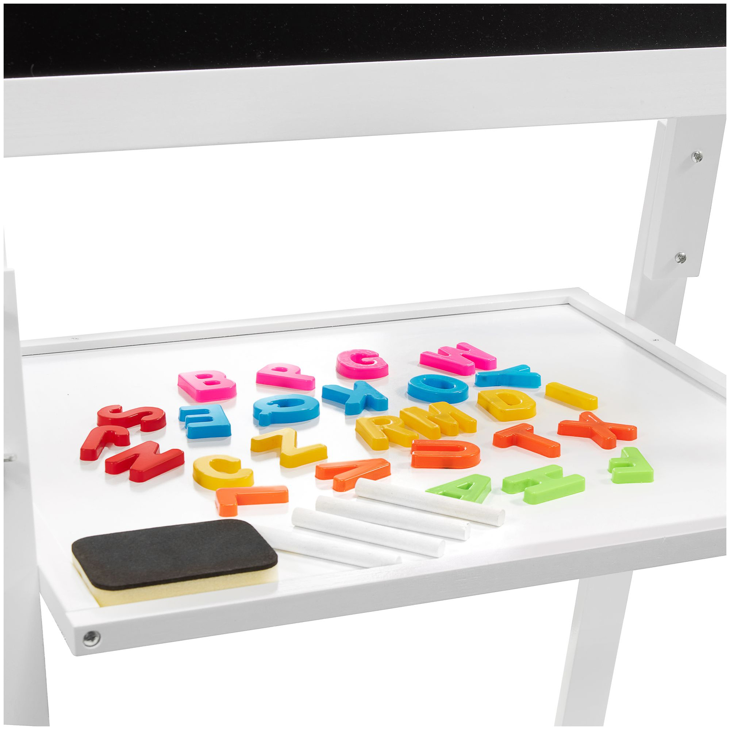 Εκπαιδευτικός πίνακας δύο όψεων: μαγνητικός και μαυροπίνακας - στεγνόμακρος, ξύλινος, για παιδιά, πτυσσόμενος