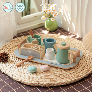 Μεγάλο ξύλινο σετ τσαγιού με δίσκο - 18 αντικείμενα