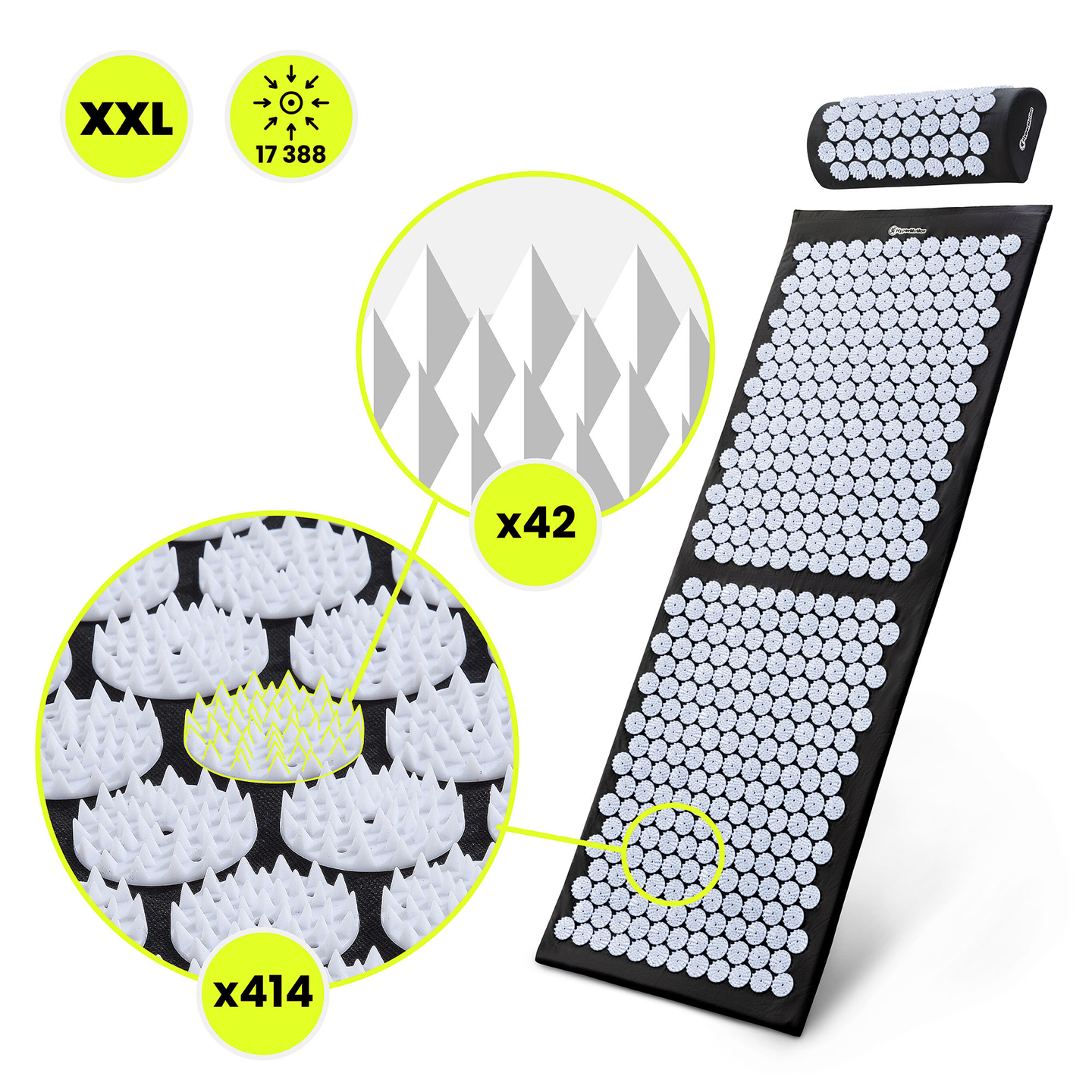 Μεγάλο στρώμα πιεσοθεραπείας με μαξιλάρι και κάλυμμα - HyperMotion 130 cm ασπρόμαυρο