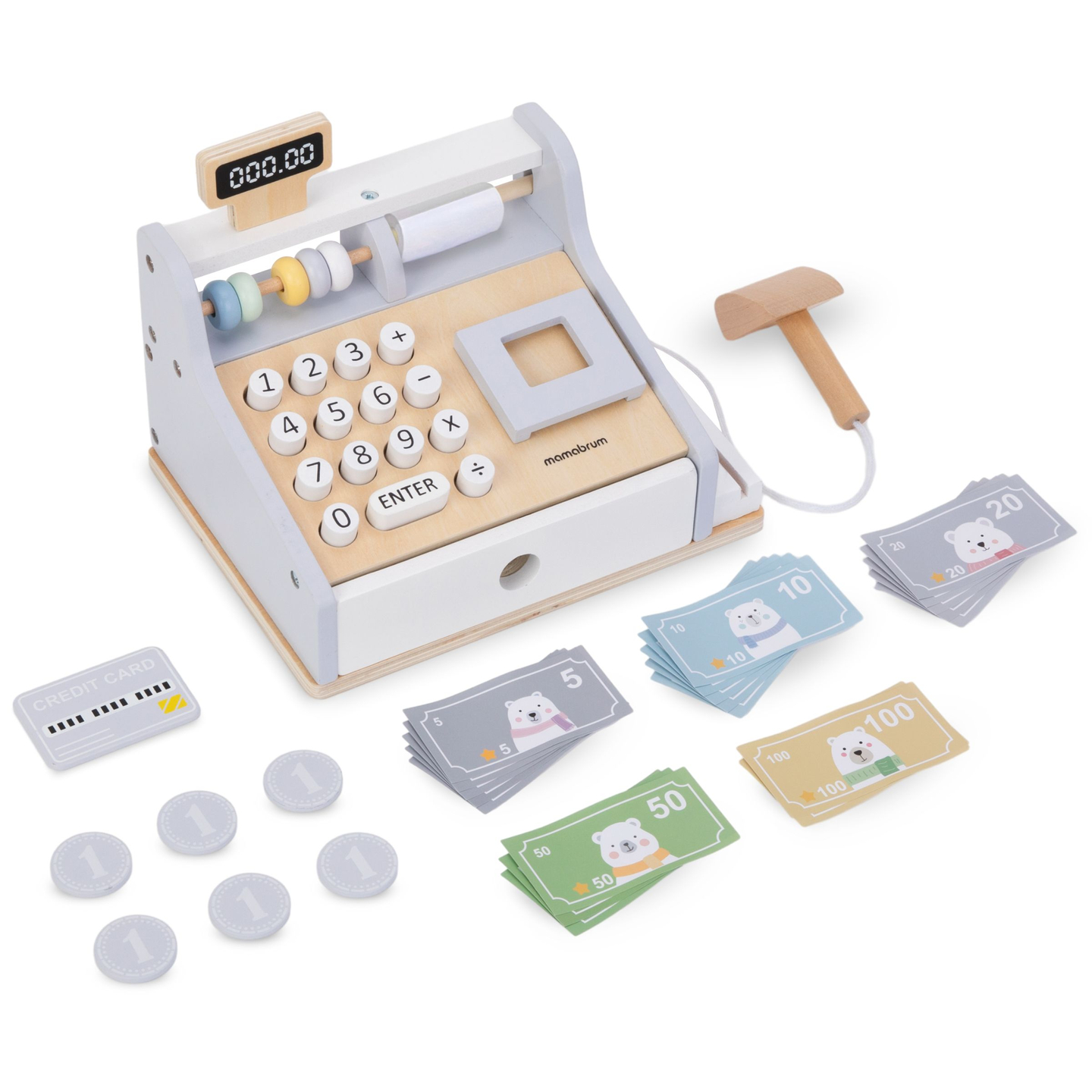 Ξύλινη ταμειακή μηχανή με αξεσουάρ