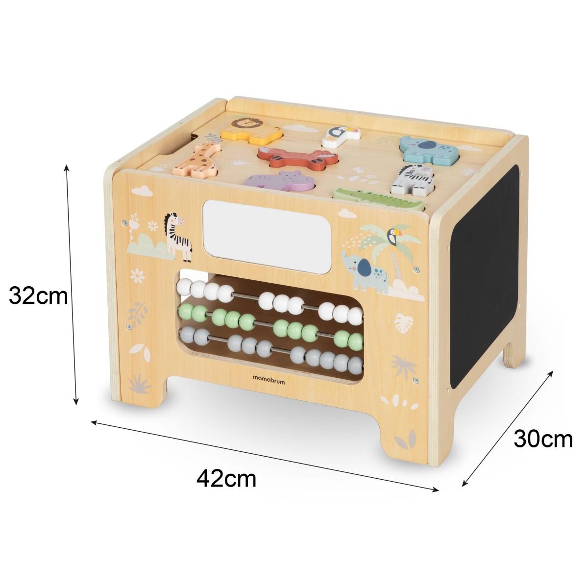 Ξύλινο κουτί χειρισμού - πίνακας Montessori με φιγούρες ζώων και κάθισμα