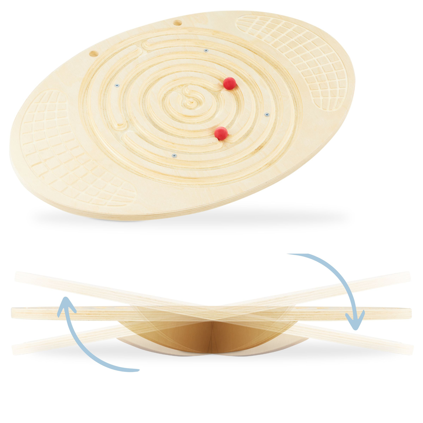 Ξύλινη σανίδα ισορροπίας με λαβύρινθο και μπάλες - balance rocker