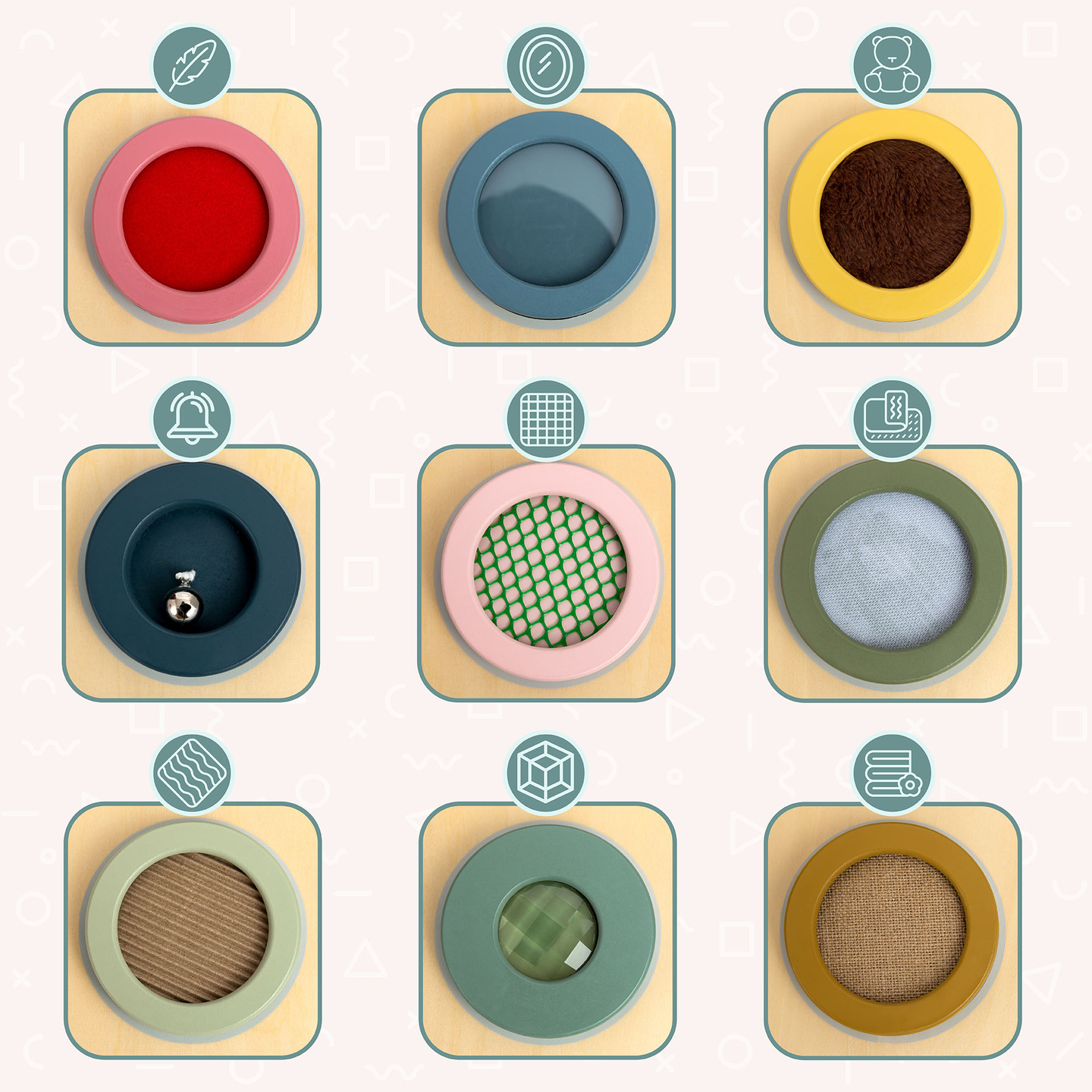 Ξύλινη Αισθητηριακή Πινακίδα Montessori – 9 Υφές για να Ανακαλύψετε και να Αναπτύξετε την Αίσθηση της Αφής