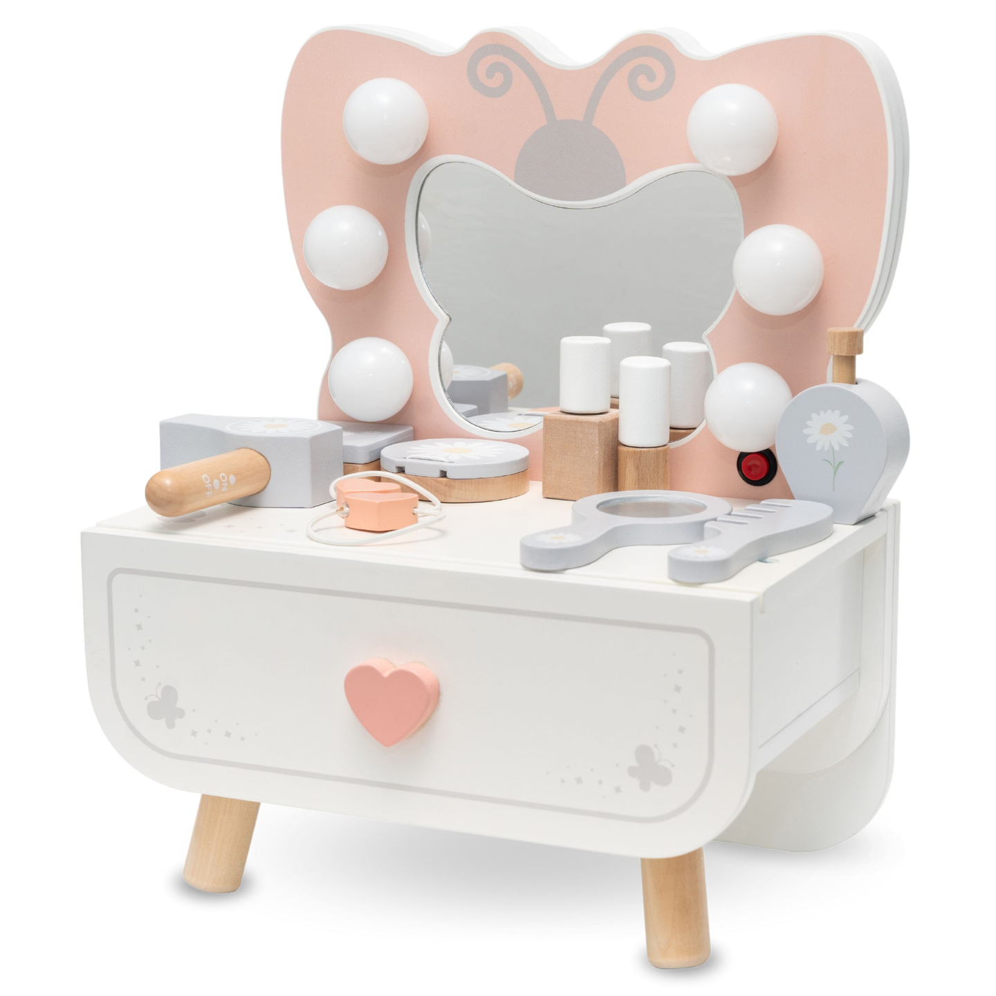 Ξύλινο μίνι κομοδίνο με φωτισμό LED - Butterfly